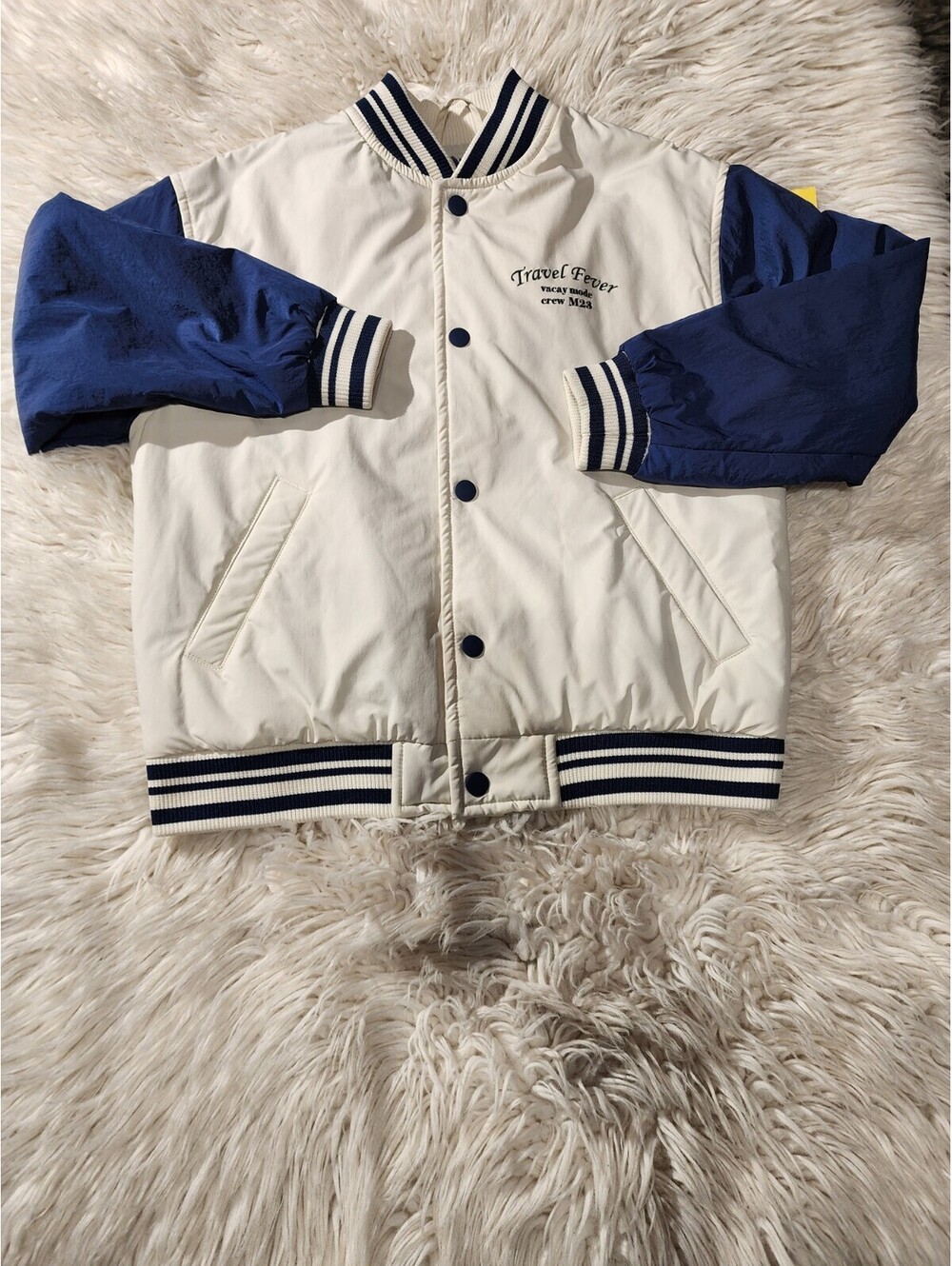 Zara 8/9 Cm 130 Remy Jacob Color Blanco Con Azul RN77302 Chaqueta De Niño